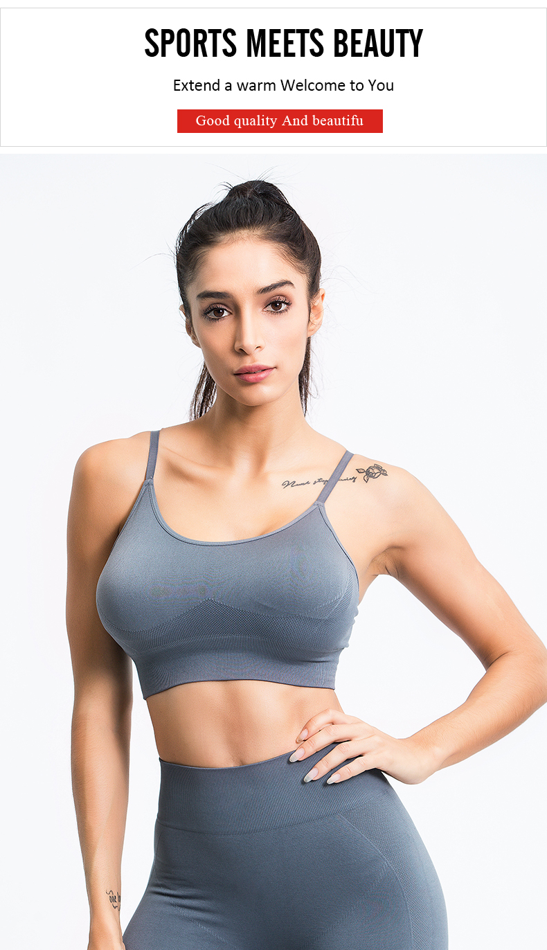 China Fitness Ladies Girls Workout Gym Sports Bra Adjustable Shoulder Strap  Tops Custom Logo Exercise Running Women Yoga Bra factory and suppliers