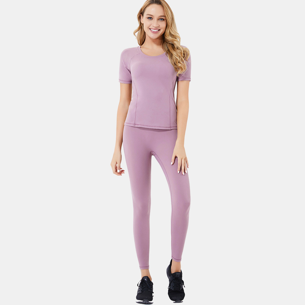 China Women girls fitness yoga wear t shirts suit sports workout clothing set for gym factory and suppliers | Omi China Women girls fitness yoga wear t shirts suit sports workout clothing set for gym factory and suppliers | Omi